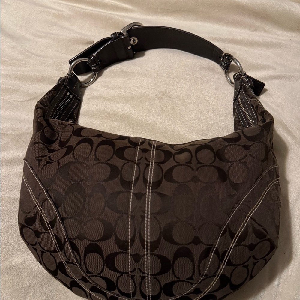 Coach Vintage Signature Hobo Bag Brown Leather Shoulder
